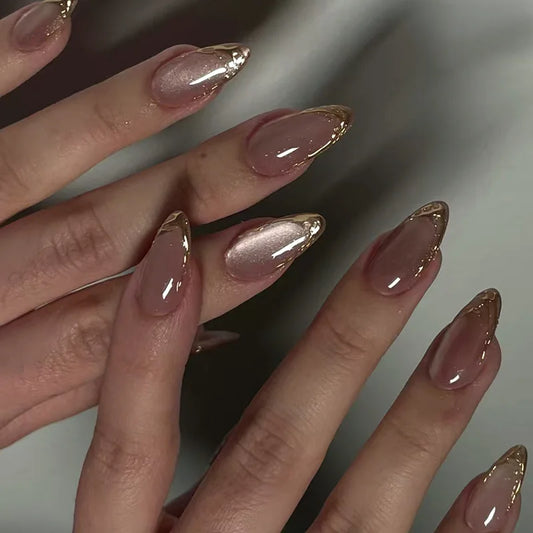 Cat Eye Nude Press-On Nails – 24PCS