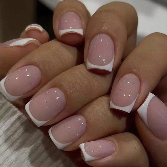 Elegant Pink French Nails – 24PCS